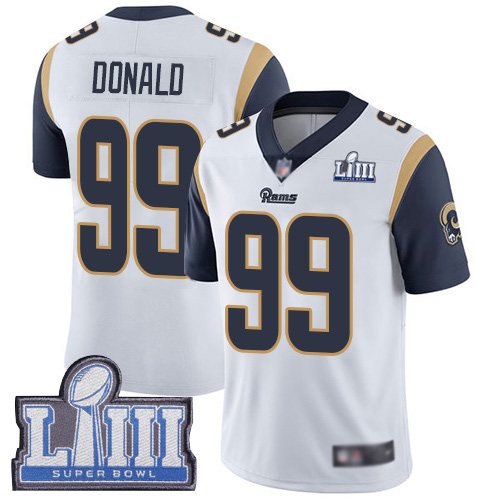 Los Angeles Rams Limited White Men Aaron Donald Road Jersey NFL Football #99 Super Bowl LIII Bound Vapor Untouchable->youth nfl jersey->Youth Jersey